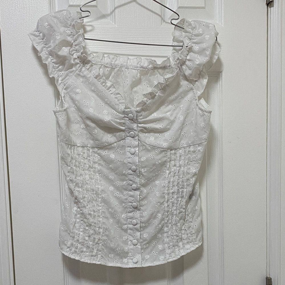 SHEIN Dazy White Ruffled Women's Top